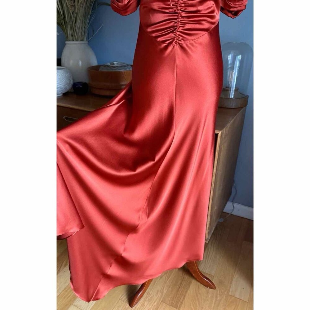 Alexis Noerene Ruched Stretch-Silk Maxi Dress Auburn Size M - Picture 6 of 12